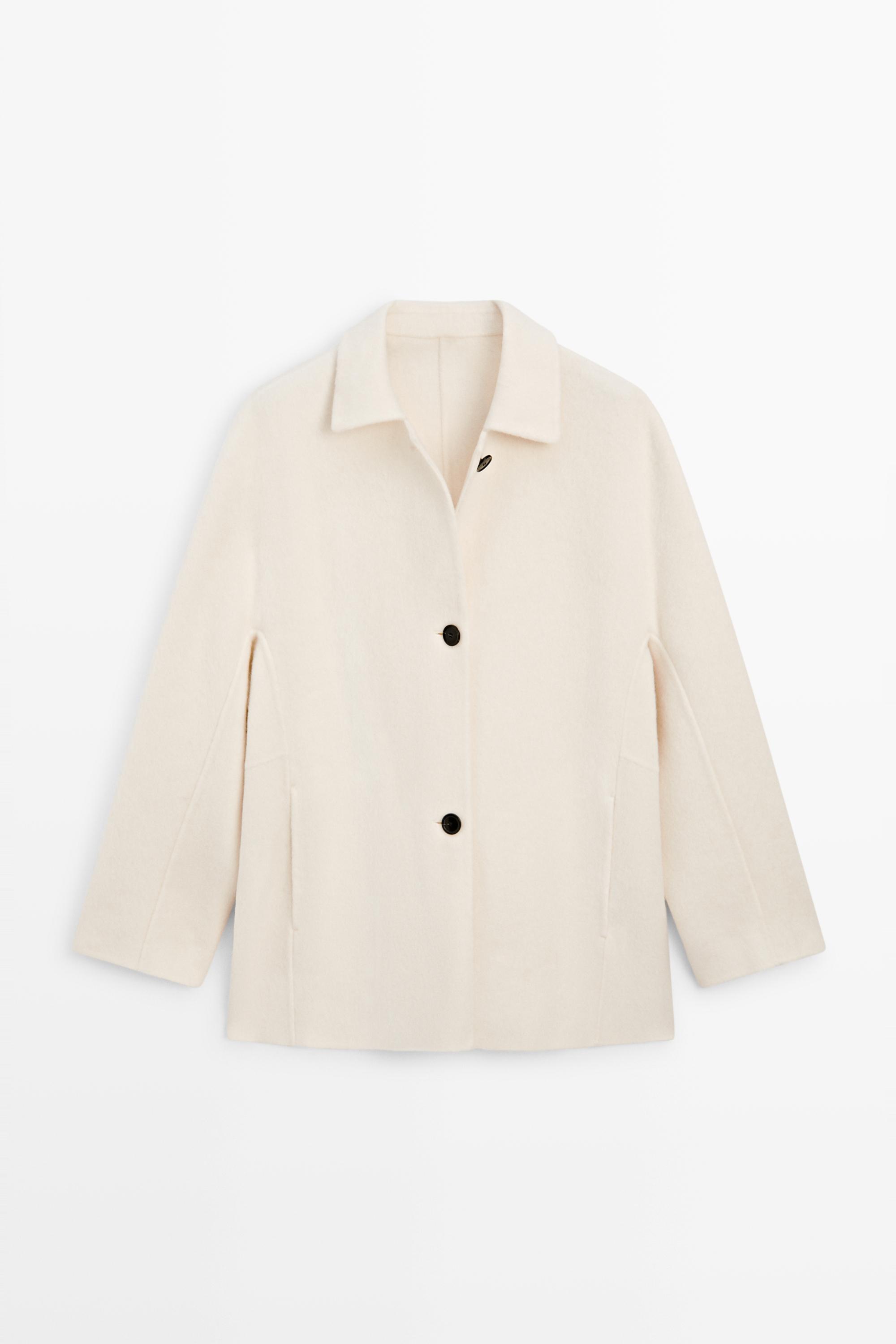 Manteau mi-long boutonné en laine mélangée